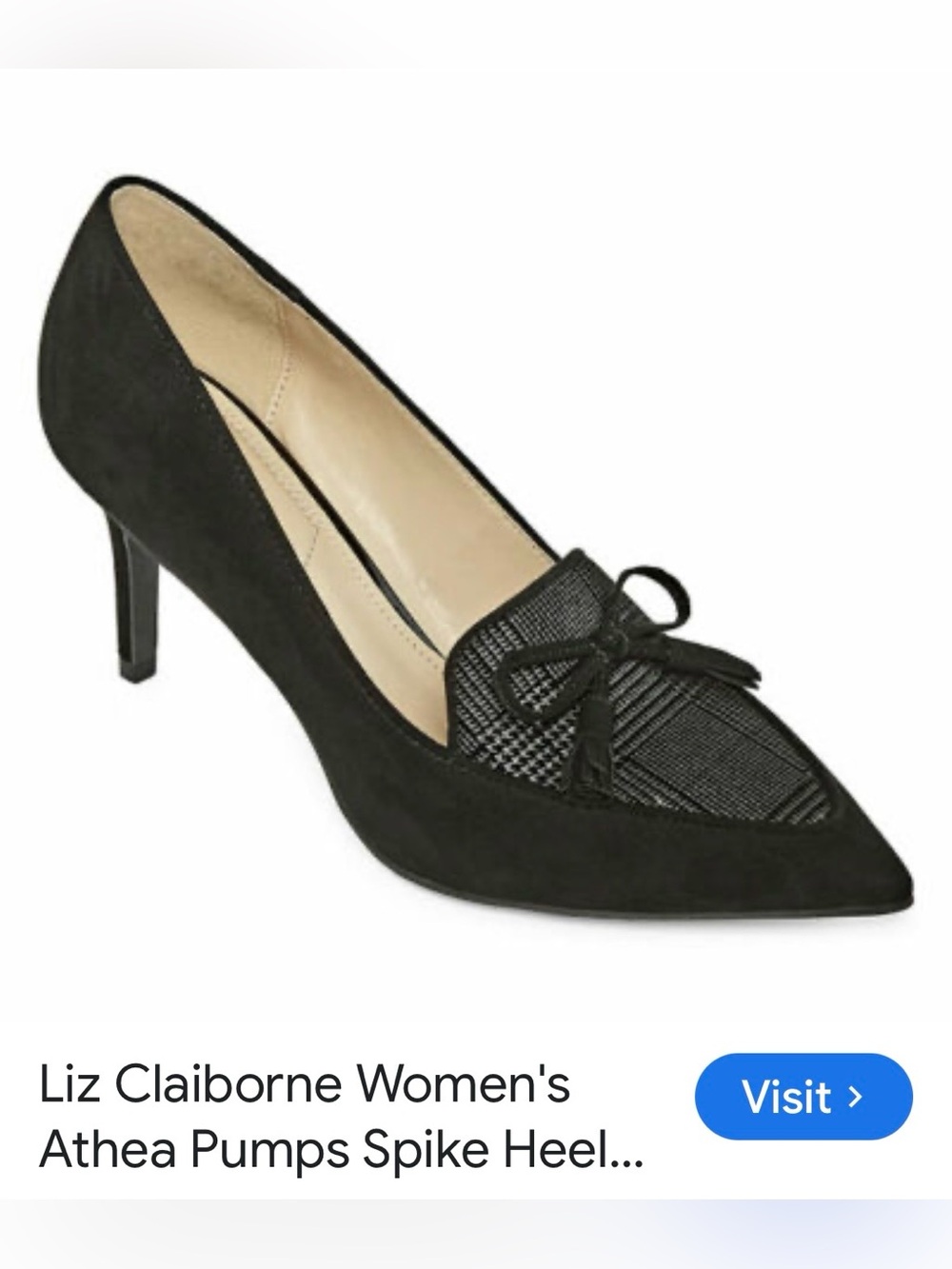 Liz Claiborne Black Pointed Toe Bow Flats